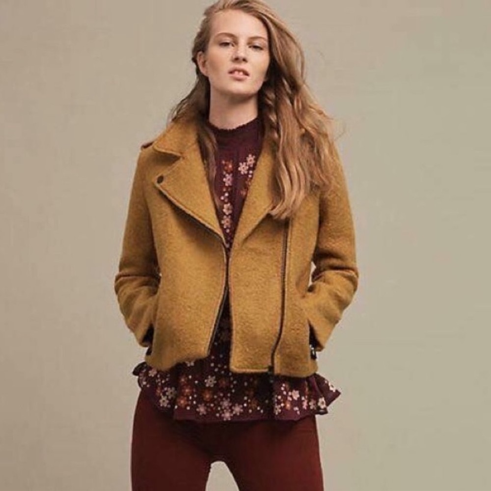 Anthropologie Sasha Cartonnier Boucle Moto Jacket